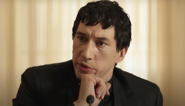 Adam Driver looking worried. 