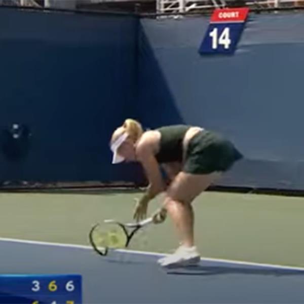 Australian tennis player Daria Saville viciously destroyed her racket after losing her first round match at the US Open on August 27, 2024. 
