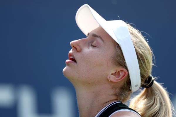Daria Saville of Australia reacts against Ena Shibahara of Japan during their Women's Singles First Round match at the 2024 US Open at the USTA Billie Jean King Natio<em></em>nal Tennis Center on August 27, 2024. 