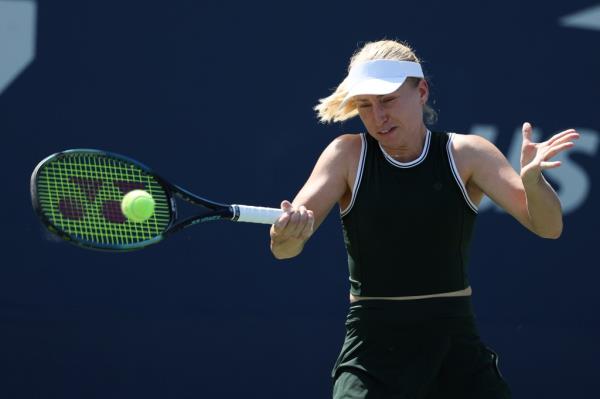 Daria Saville of Australia returns against Ena Shibahara of Japan during their Women's Singles First Round match at the 2024 US Open at the USTA Billie Jean King Natio<em></em>nal Tennis Center on August 27, 2024. 