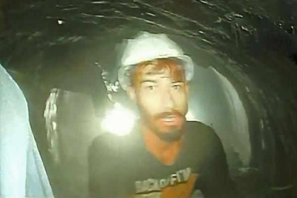 A worker trapped inside the under-co<em></em>nstruction tunnel is shown on Nov, 21, 2023. 