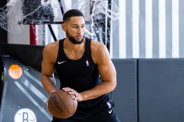 Ben Simmons, pictured during training camp, missed 67 of the Nets' games last season.