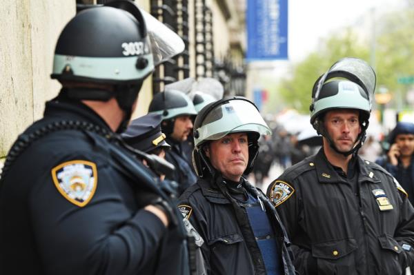NYPD cops in riot gear descended on Columbia University on Thursday.