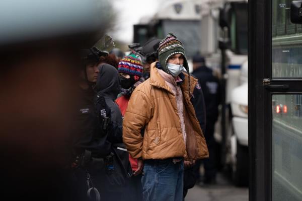 At least 100 protesters were arrested by the NYPD.