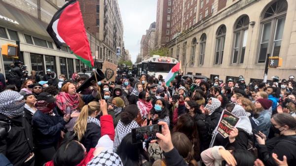 NYPD arresting students on the campus of Columbia University campus overviewed on Thursday afternoon April 18, 2024