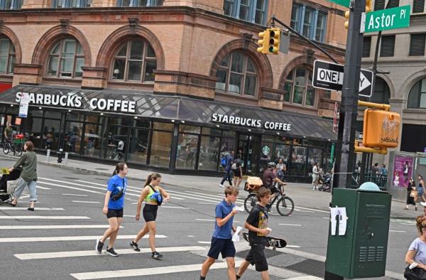 Real estate images of the Starbucks coffee house, (pictured) located in Astor Place in the East Village of New York City. 