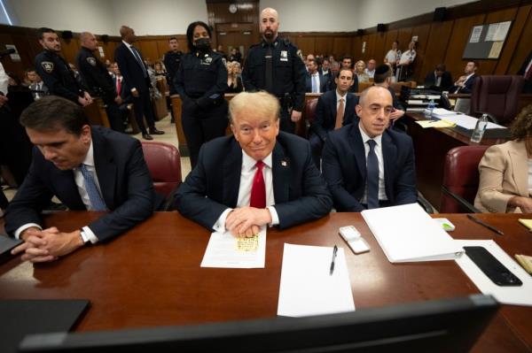 Former U.S. President Do<em></em>nald Trump attends trial at Manhattan Criminal Court May 28th 2024 in New York City.