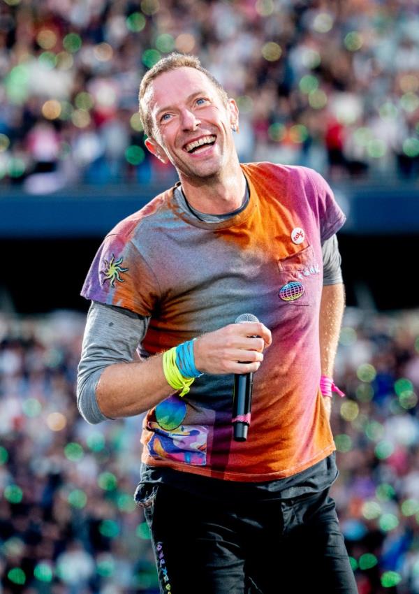 Chris Martin performs at Etihad Stadium