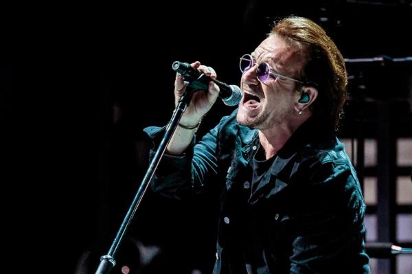 Bono performs in Milan, Italy