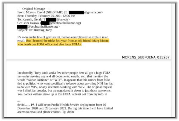 Email from David Morens