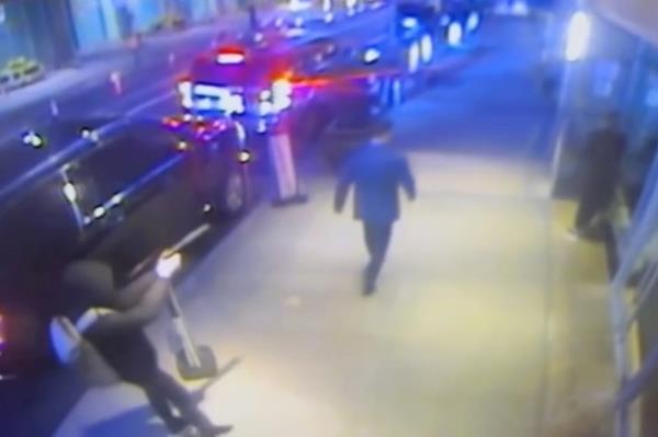 A screengrab from the security video of Brian Thompson's murder.