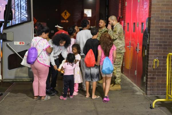 Buses Dropping off Migrants at the Port Authority in New York City