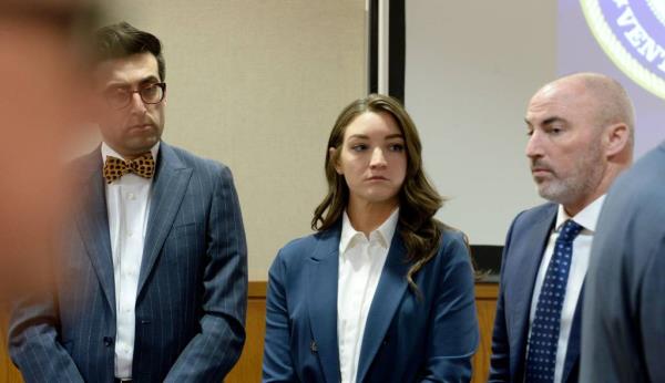 Bryn Spejcher with her lawyers at the Ventura County Government Center, Hall of Justice, courtroom 47 on Thursday, Nov. 9, 2023.