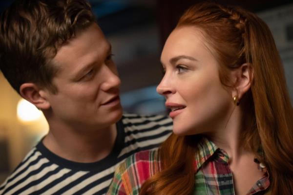 Ed Speleers and Lindsay Lohan in a scene from Irish Wish.