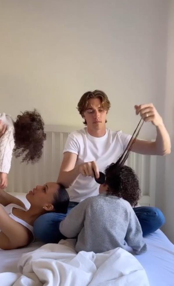 Nara and Lucky Blue Smith with their children
