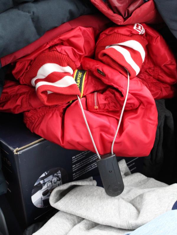 An item of clothing with a tag on it
