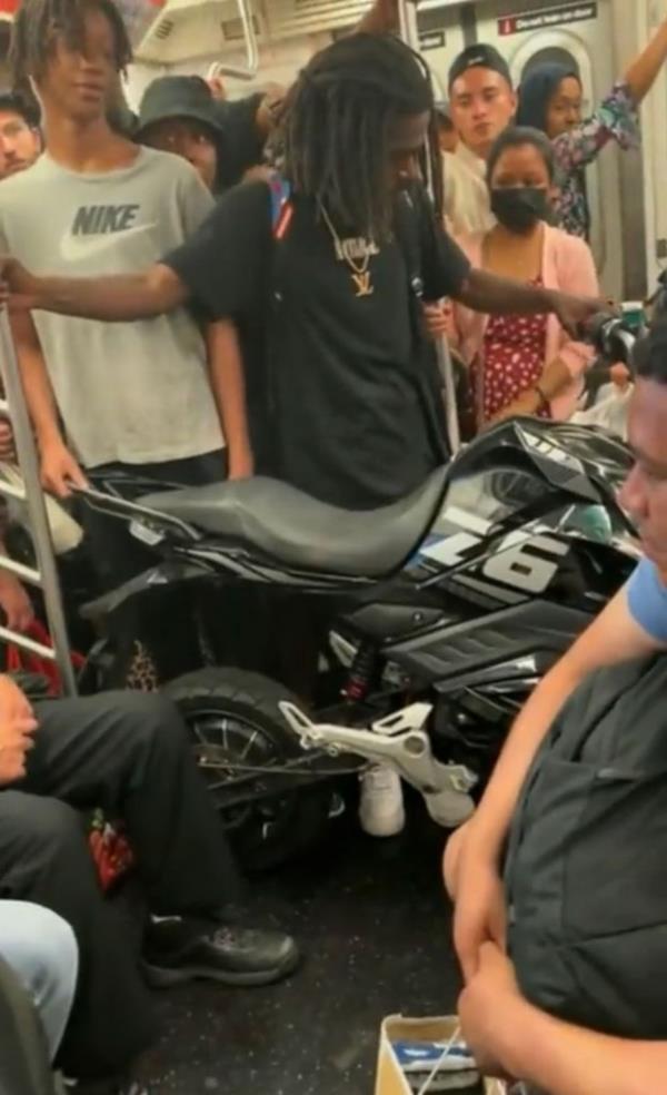 He even demanded other passengers to move in to make room for his bike.