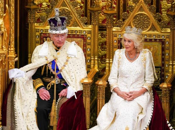 Britain's King Charles III and Queen Camilla attend the State Opening of Parliament.