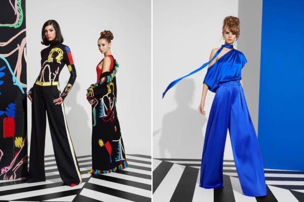 Vibrant black garents and flowy blue looks made up the collection.