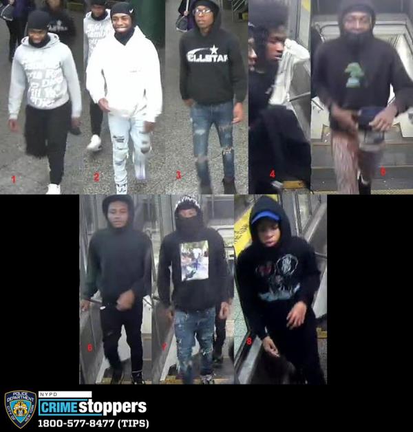 The group of eight who allegedly beat and stabbed a 16-year-old boy inside the Atlantic Avenue-Barclays Center station.