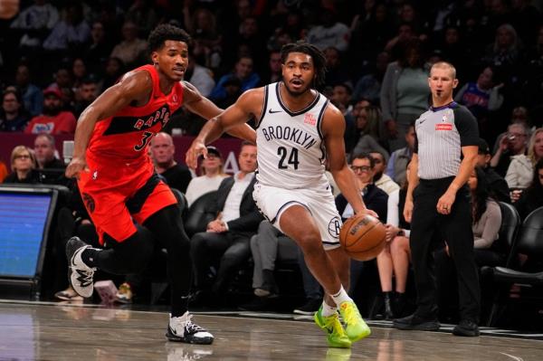 Cam Thomas drilled during the Nets-Raptors preseason game on Oct. 18, 2024. 