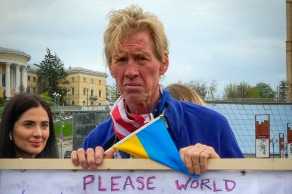 Ryan Wesley Routh takes part in a rally in central Kyiv, Ukraine in 2022.