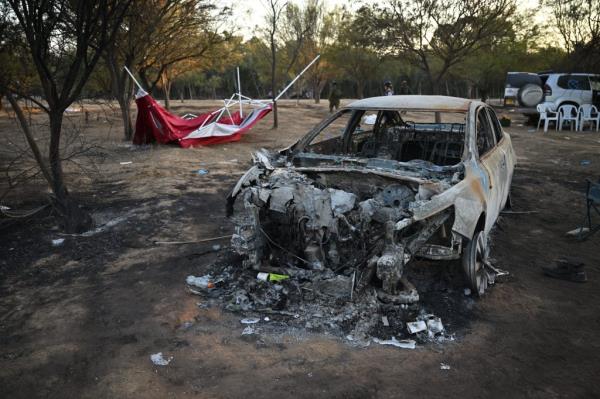 destroyed Israeli car