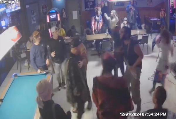 Security camera screen grab of the start of the argument.