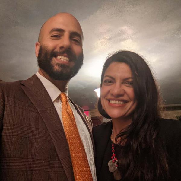A selfie Saadeh shared of himself with co<em></em>ntroversial Rep. Rashida Tlaib.