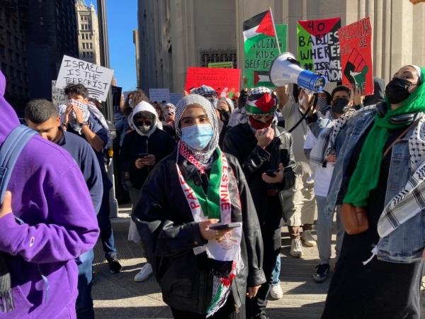 A protest at Baruch College on Oct. 13. 