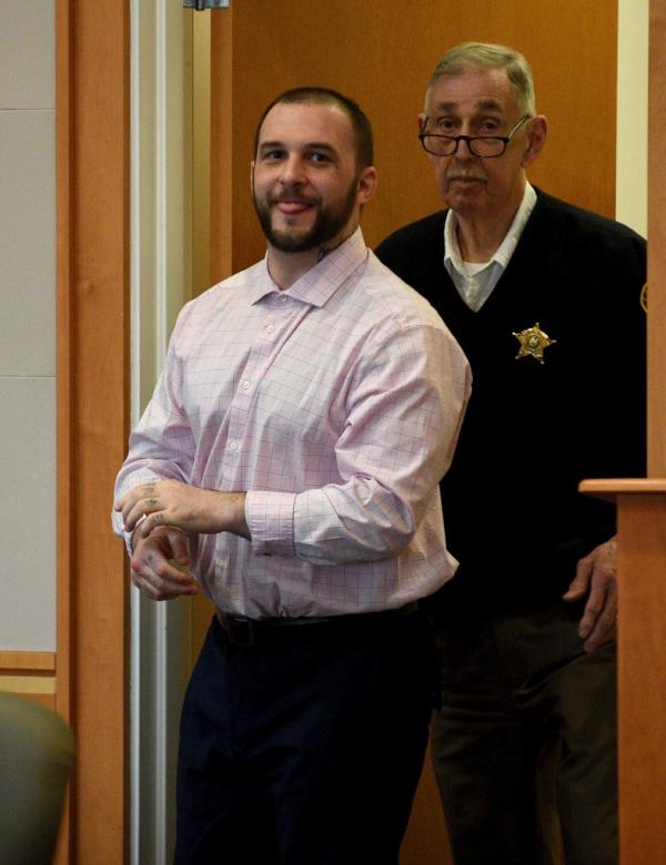 Adam Mo<em></em>ntgomery enters the courtroom for jury selection ahead of his murder trial at Hillsborough County Superior Court in Manchester, N.H, on Tuesday, Feb. 6, 2024