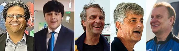 The victims from left, Shahzada Dawood, Suleman Dawood, Paul-Henry Nargeolet, Stockton Rush, and Hamish Harding.