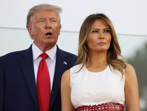 President Do<em></em>nald Trump and first Lady Melania Trump participate in an event on the South Lawn