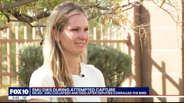 Stephanie Moilan is pictured speaking out against the deputies' response.