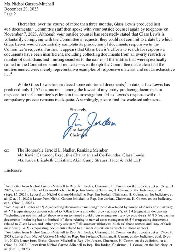 Shareholder Advisors are now facing subpoenas from the House Judiciary Committee.
