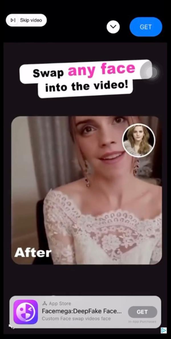 Deepfake of Emma Watson. 