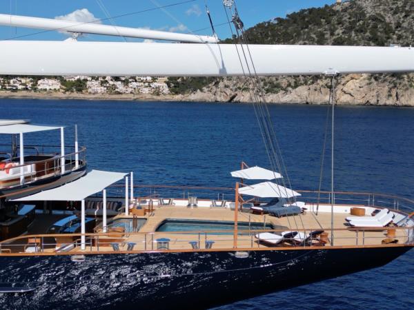 Bezos and Sanchez's $500 million yacht Koru -- which is anchored in St. Barths.