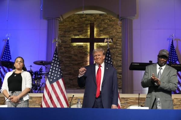 Republican presidential candidate former President Do<em></em>nald Trump arrives to speak at a campaign event at 180 Church on June. 15.