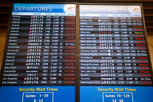 Departure board at airport