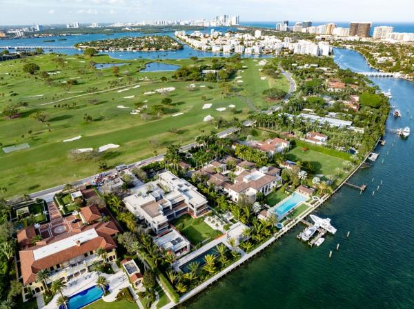 A general view of the man made island enclave in Miami which holds o<em></em>nly 41 residential homes. 