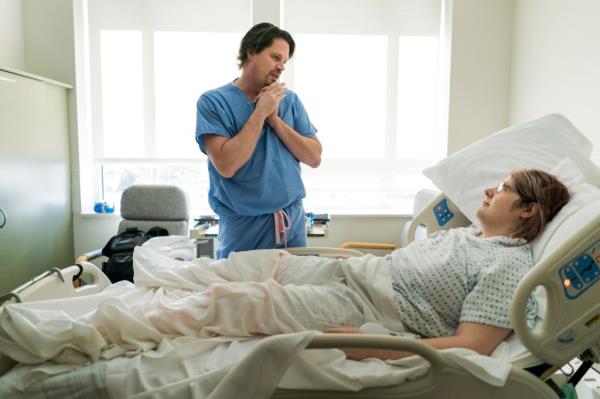  Dr. Geoffrey Stiller visits a patient, Sarah Bergman, who he recently performed a vaginoplasty surgery, a surgical procedures addressing gender reassignment.