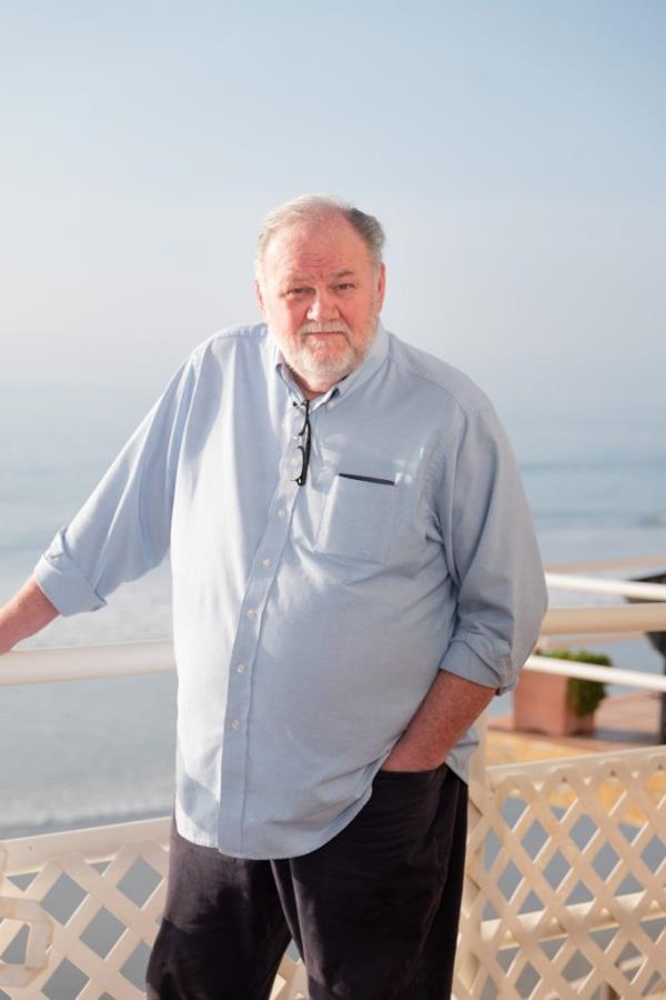 Thomas Markle Sr standing on a balcony at home in Rosarito, Mexico