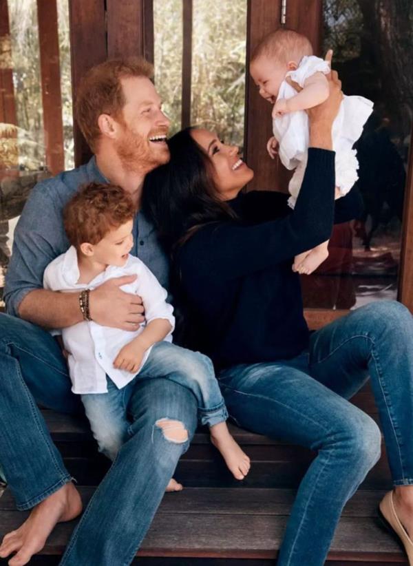 Duke and Duchess of Sussex, Prince Harry and Meghan, with their children, Lilibet and Archie, for the Queen's Platinum Jubilee celebrations.