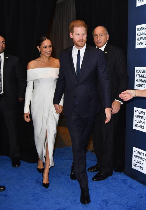 Prince Harry and Meghan, Duchess of Sussex, arriving at the 2022 Robert F. Kennedy Human Rights Ripple of Hope Award Gala in New York City