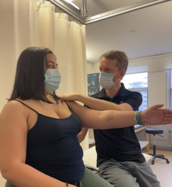 Woman doing physio therapy