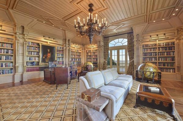 The home features a library.