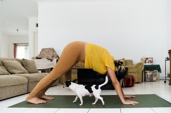 pregnant woman doing yoga
