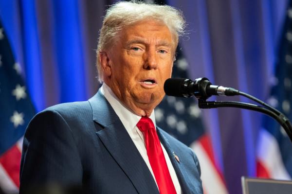 President-elect Do<em></em>nald Trump speaks during a meeting with House Republicans at the Hyatt Regency hotel in Washington, DC on November 13, 2024.