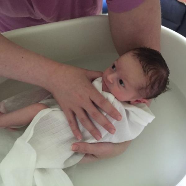 Harry has his first bath in intensive care after his stroke 