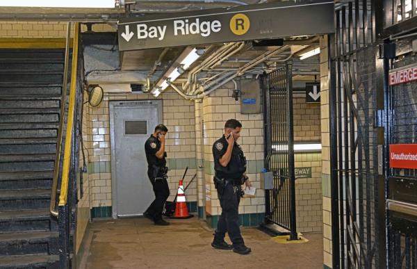 NYPD at Brooklyn subway station